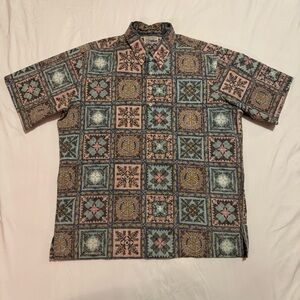Vintage Reyn Spooner Hawaiian Shirt Rotary International L Reverse Print